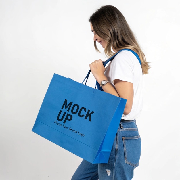 Perforación de bolsas de compras por modelo de diseño de maqueta