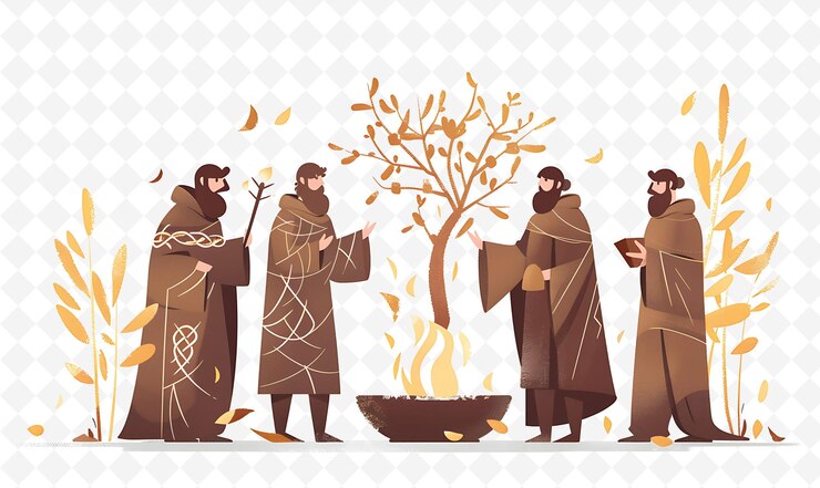 PSD performing druids nature magic design is celtic inspired inc flat illustration festival tema de arte