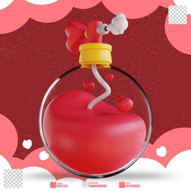 PSD perfume de amor de ilustración 3d 2