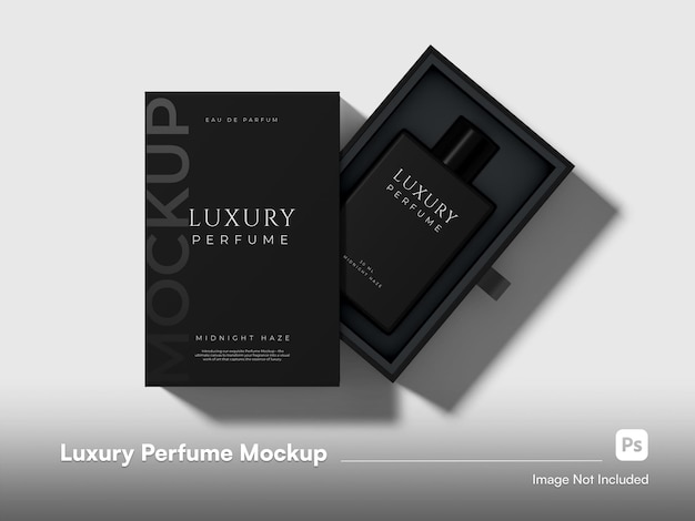 Perfume Elegant Flat Lay com Mockup Isolado de Caixa de Slide