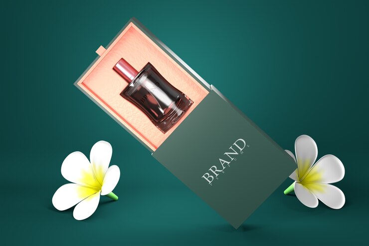 PSD perfume packet mockup 3d render for product design