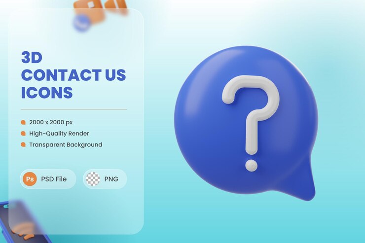 PSD pergunta de ilustração de ícone 3d