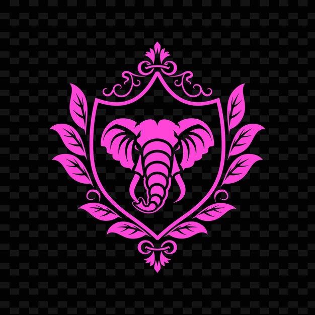 PSD perilla-blatt-emblem-logo mit dekorativem rand und elefanten-natur-kräutervektor-design-kollektionen