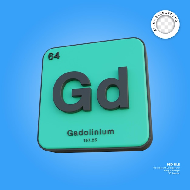 PSD periodensystem des chemischen elements gadolinium 3d-rendering