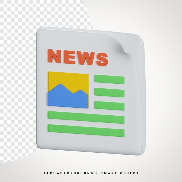 PSD periódico, 3d, icono, ilustración