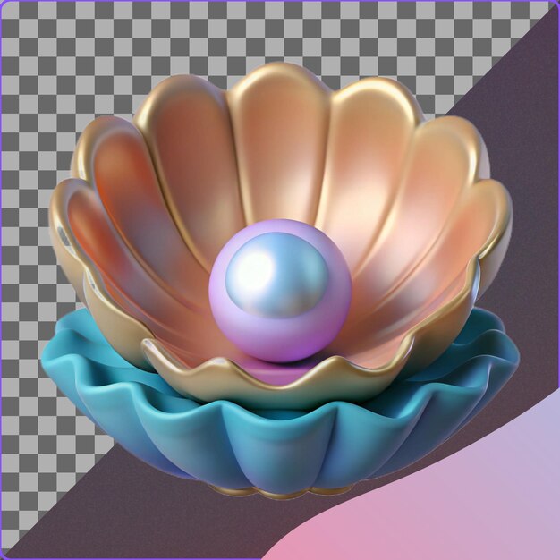Perla renderizada en 3D en la cáscara