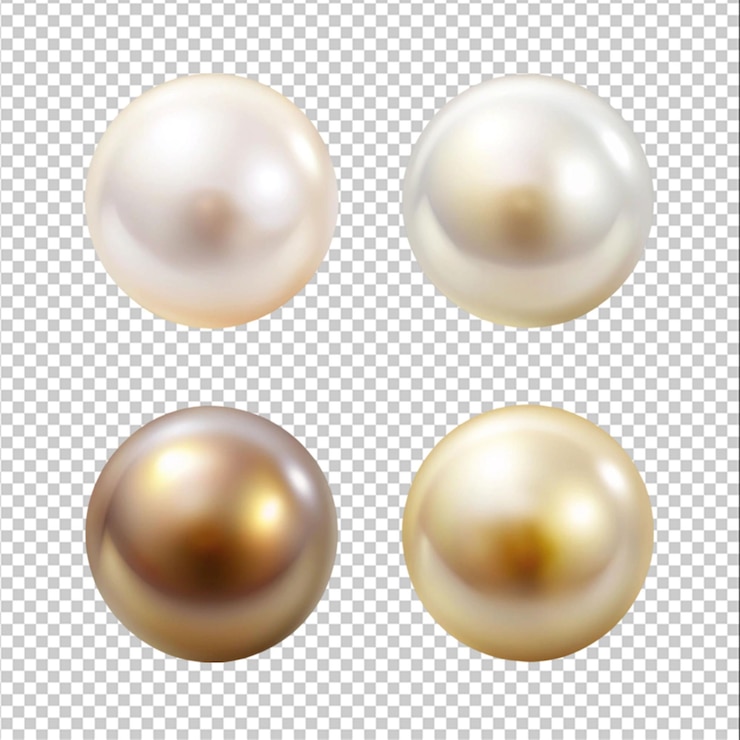 PSD perlas realistas aisladas sobre un fondo blanco jewelry de perlas clip art