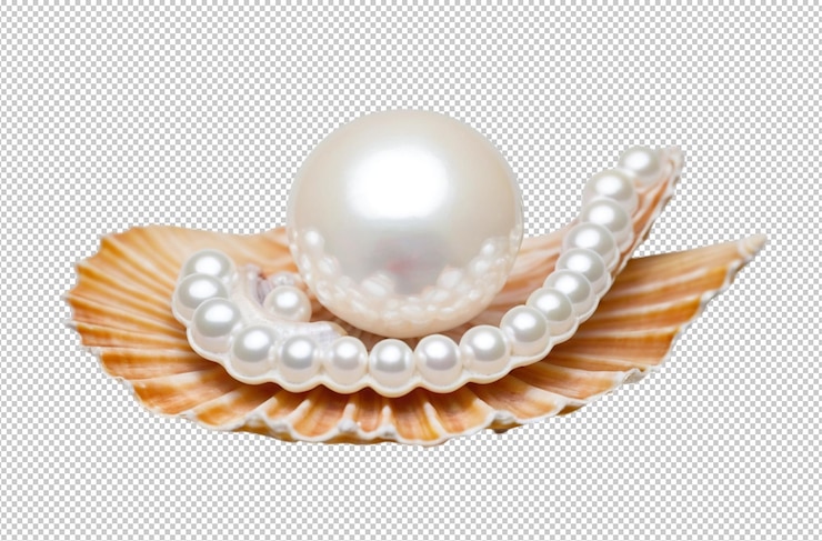 PSD une perle blanche sur un coquillage brillant