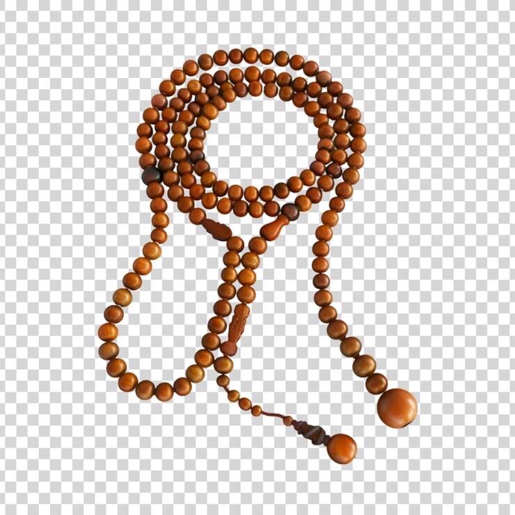 PSD perles islamiques en bois ou tasbih sur un fond blanc