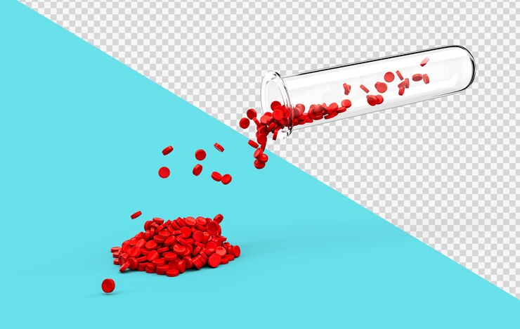 PSD perlina in plastica polimerica con sfondo stampaggio ad iniezione di provette polimeriche illustrazione 3d
