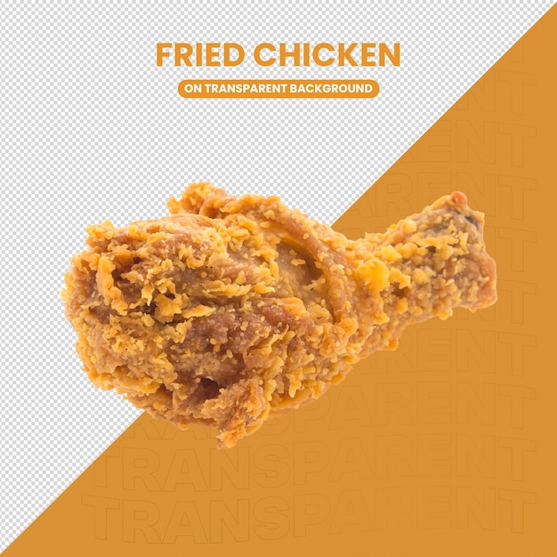 Perna de frango frita isolada em fundo transparente