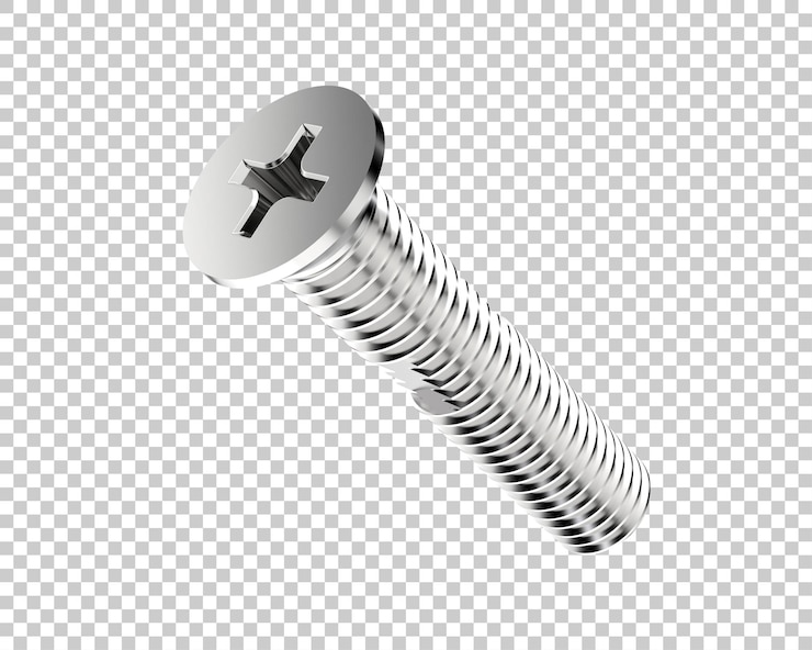 PSD perno aislado en la ilustración de renderizado 3d de fondo transparente