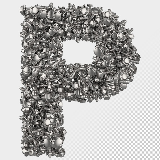 Perno hexagonal aislado 3D Render letra P