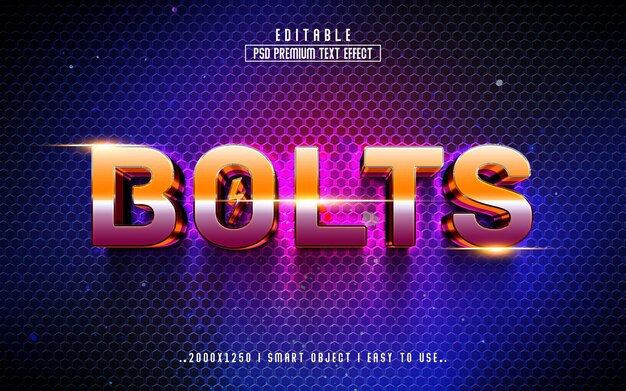 Pernos Estilo de efecto de texto editable 3D