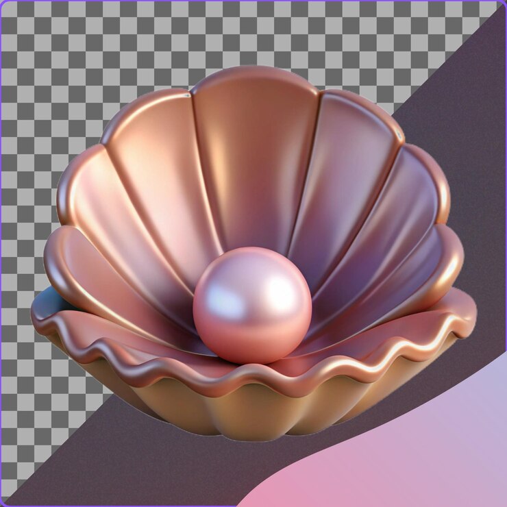 PSD pérola brilhante em shell 3d