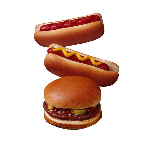 Los perritos calientes y las hamburguesas una deliciosa comida rápida