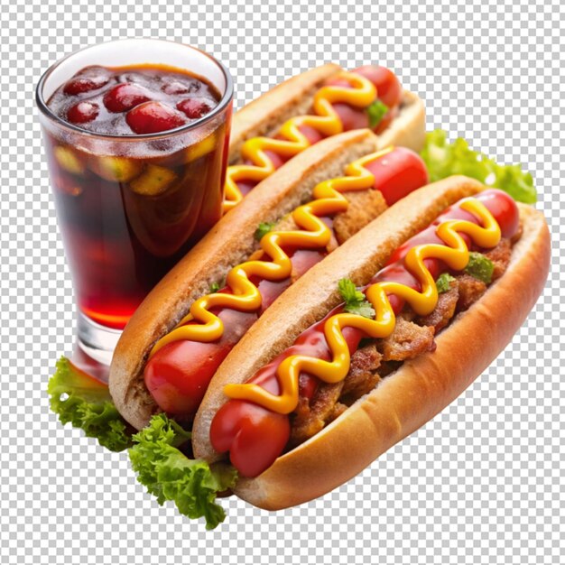 perritos calientes con ketchup y soda