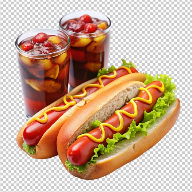 perritos calientes con ketchup y soda