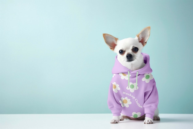 Un perro adorable con una maqueta de ropa