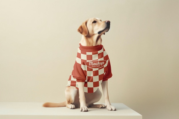 Un perro adorable con una maqueta de ropa