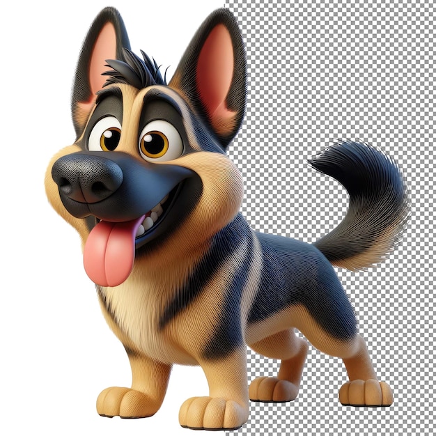 PSD perro aislado en 3d con fondo transparente