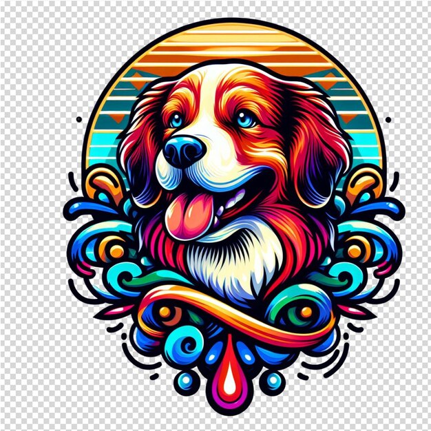PSD un perro con una barba y un marco redondo con un fondo redondo de un círculo de una cabeza de perro
