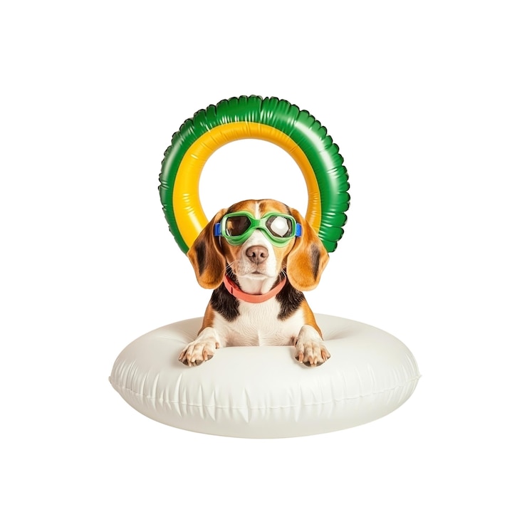 PSD perro beagle que se viste para nadar