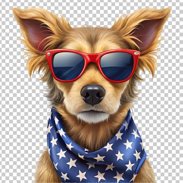 Perro con una bufanda de bandera americana