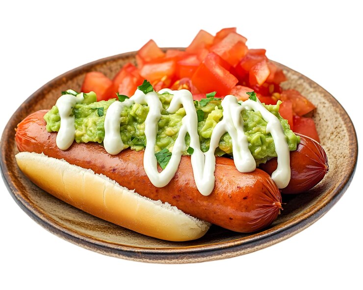 PSD perro caliente de aguacate con tomates