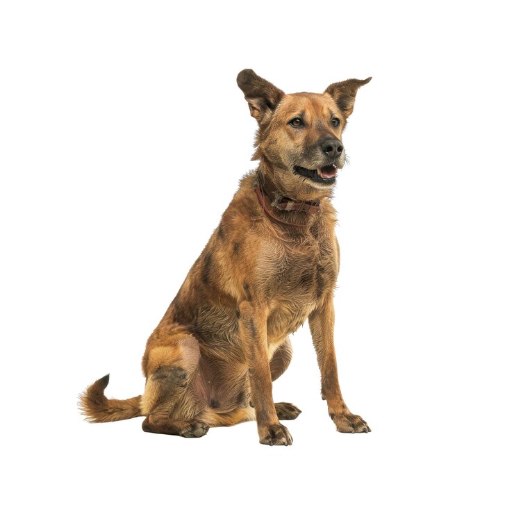 PSD el perro de canaán vigila el pueblo aislado sobre un fondo transparente
