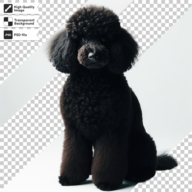 Perro de caniche negro psd en fondo transparente con capa de máscara editable