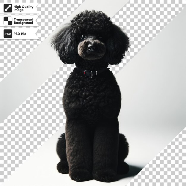 Perro de caniche negro psd en fondo transparente con capa de máscara editable