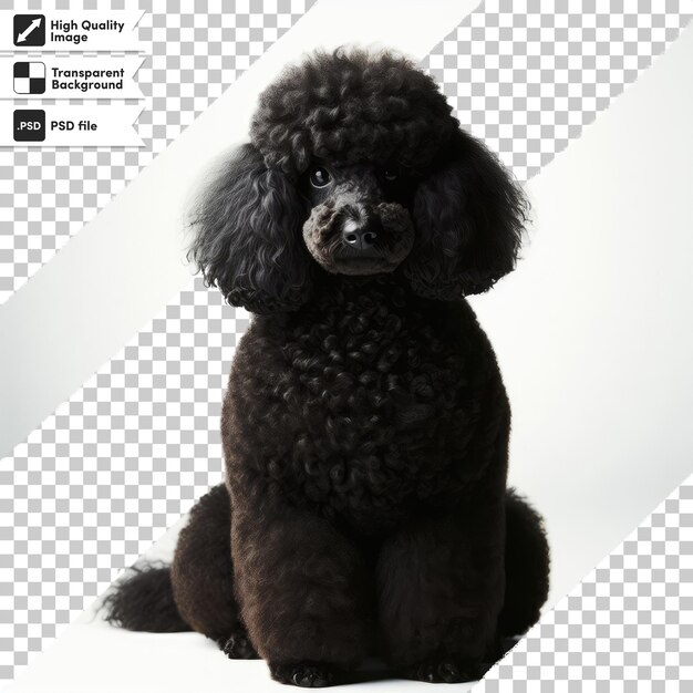 Perro de caniche negro psd en fondo transparente con capa de máscara editable