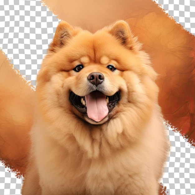 Perro chowchow aislado con pelaje esponjoso en un fondo transparente