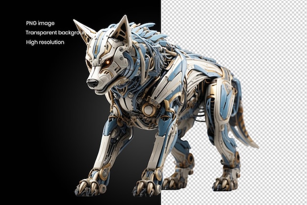 PSD un perro cibernético un adorable robot lobo gris