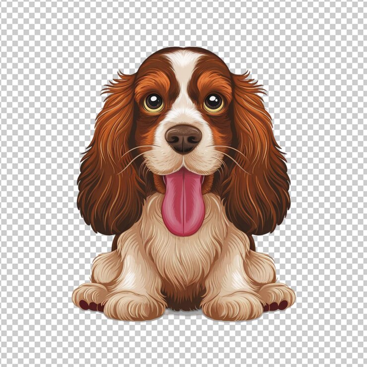 PSD el perro cocker spaniel inglés jadeando aislado en blanco
