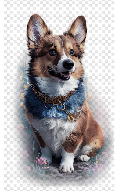 PSD un perro con collar azul y un collar azul