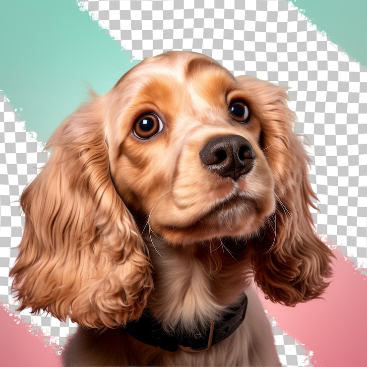 PSD un perro con un collar que dice que el perro está mirando hacia arriba