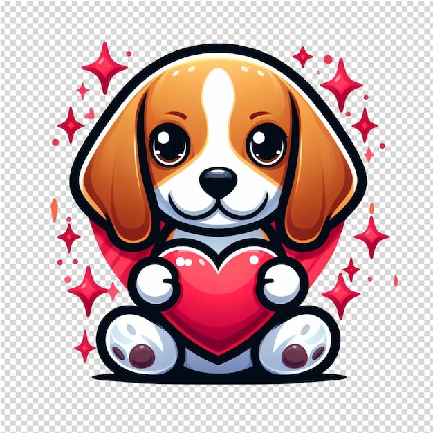 PSD un perro con un corazón en el pecho