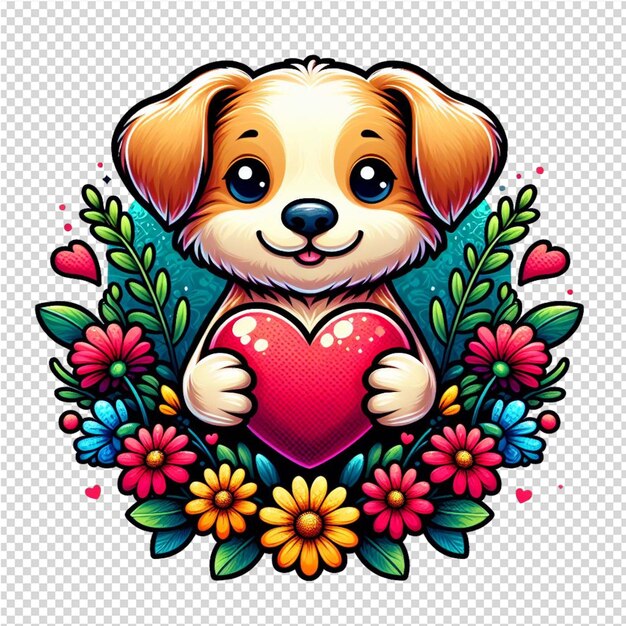 PSD un perro con un corazón que dice amor en él