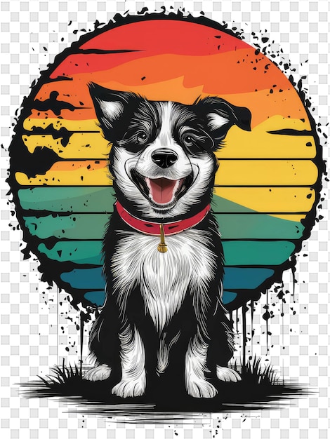 PSD un perro con un cuello rojo y un arco iris en él