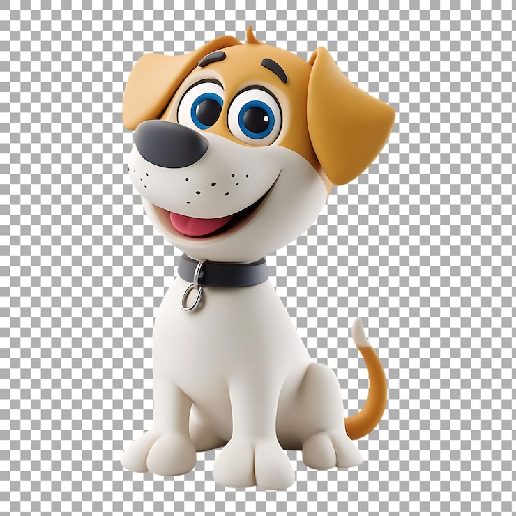 PSD perro de dibujos animados de png contra un fondo transparente