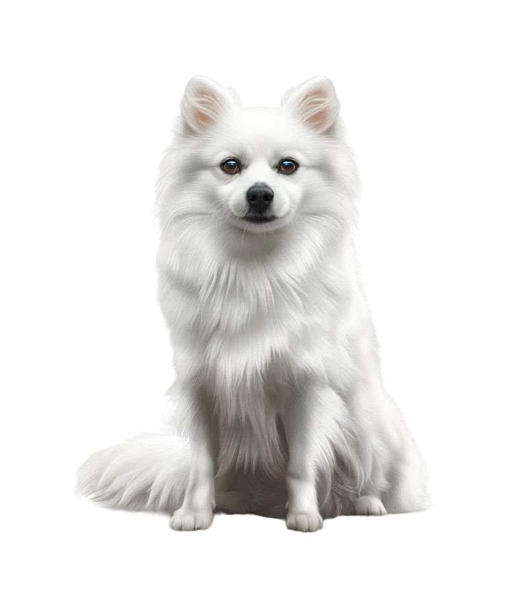 PSD un perro esquimal americano blanco con una nariz negra y una nariz blanca