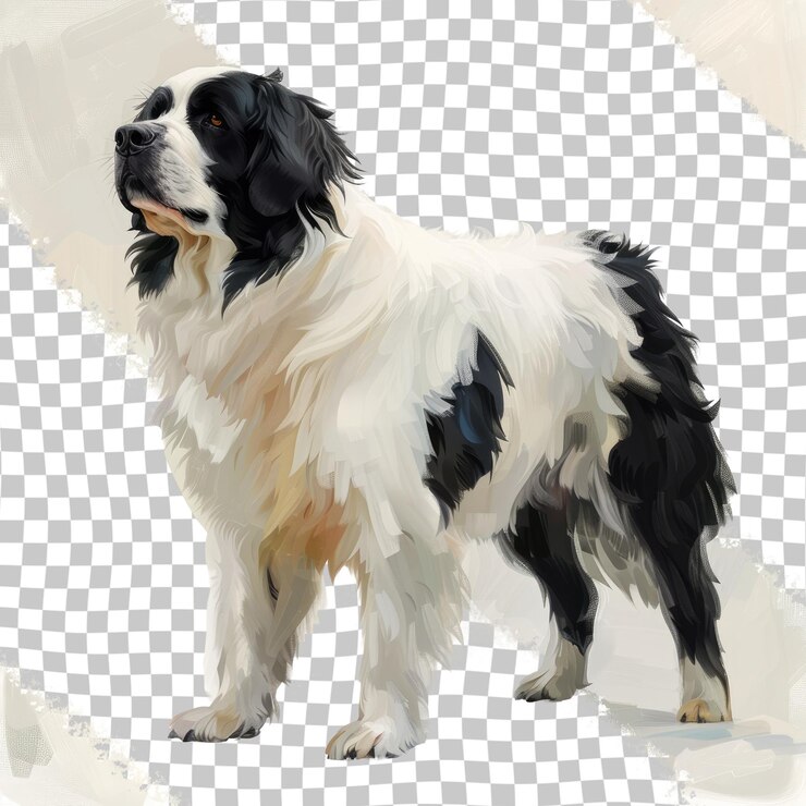 PSD un perro está de pie en un escalón con un pelaje blanco y negro