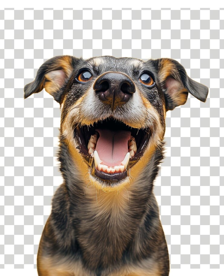 Un perro con un fondo transparente