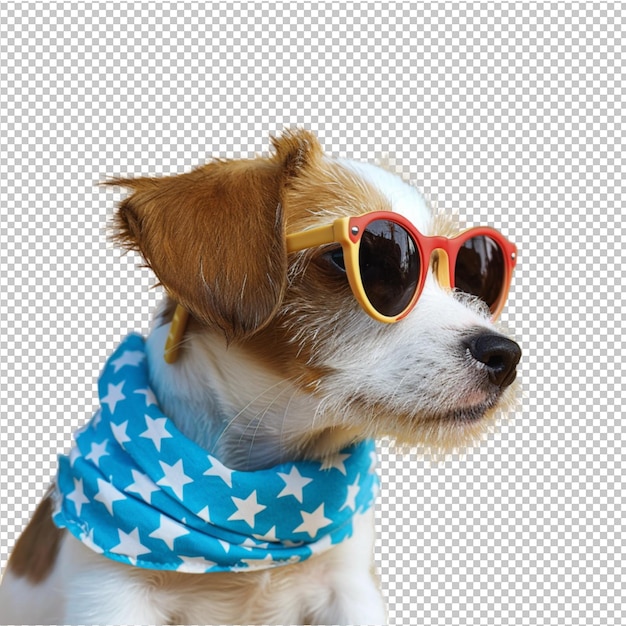 PSD un perro con gafas de sol con una bandana azul en él