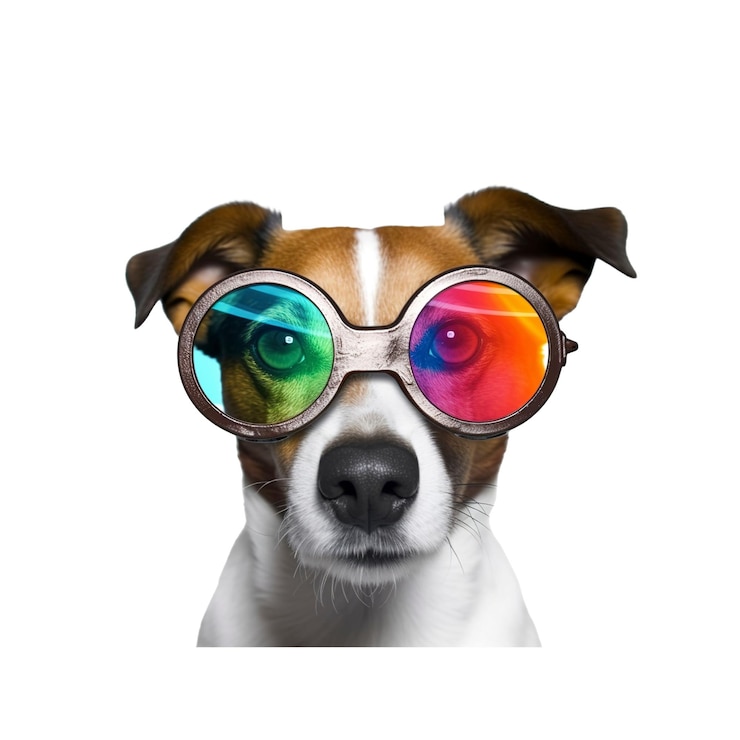 PSD un perro con gafas de sol de colores