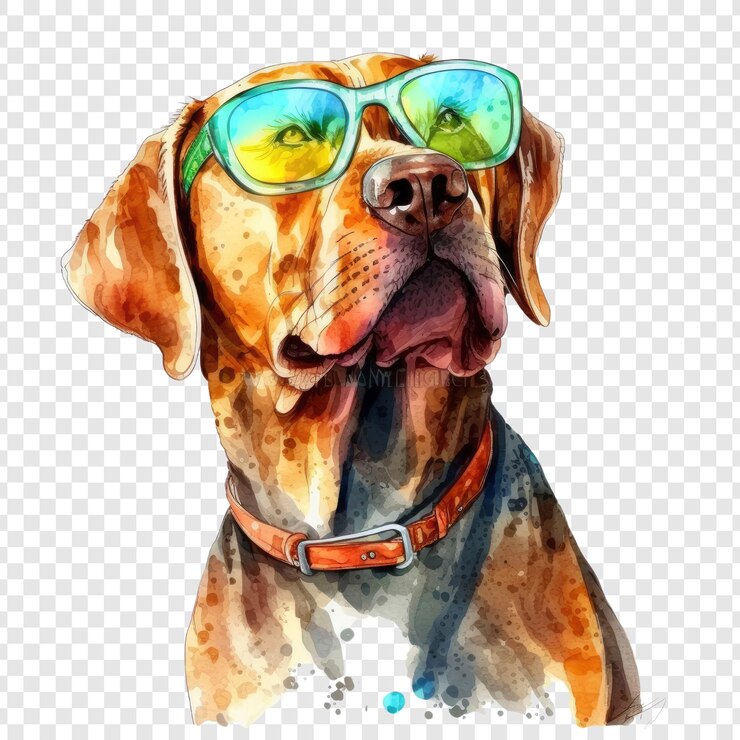 PSD un perro con gafas de sol con la palabra perro en él