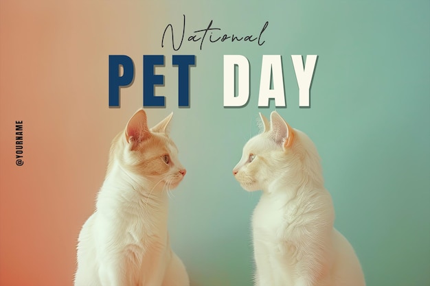 PSD perro y gato felizmente relajándose juntos concepto de día de mascotas