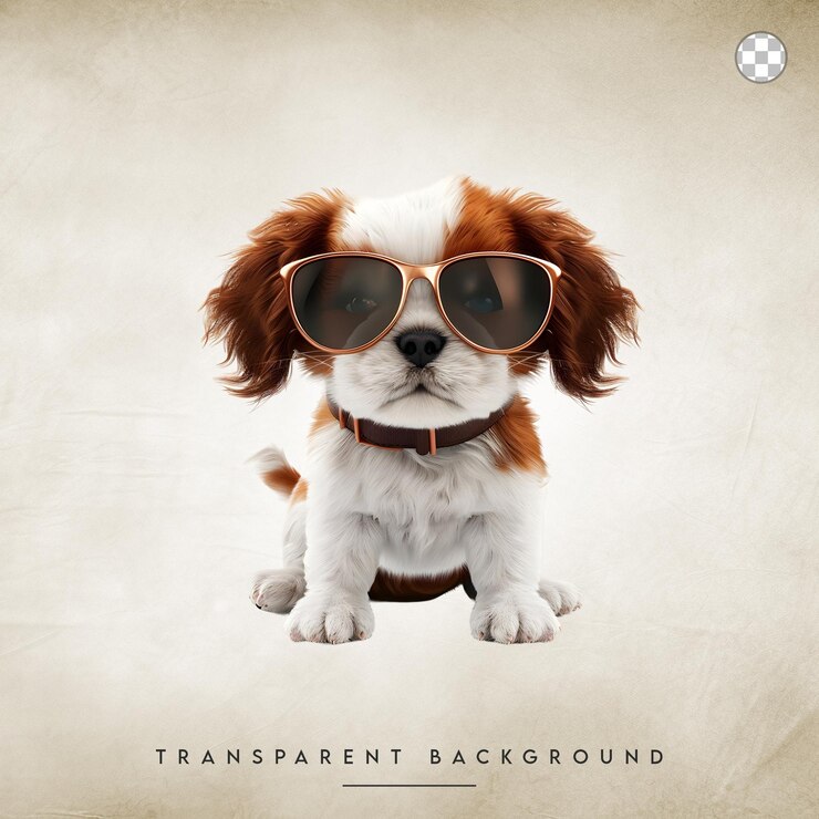 PSD perro genial con gafas de sol aislado sobre un fondo transparente
